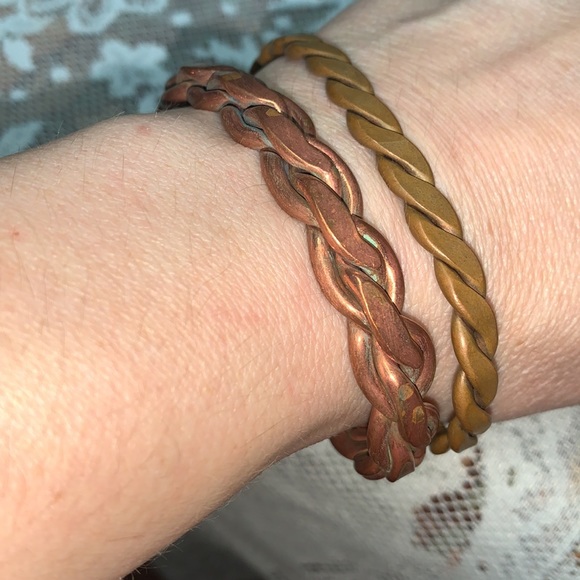 Vintage braided copper bracelets unisex - Picture 4 of 11
